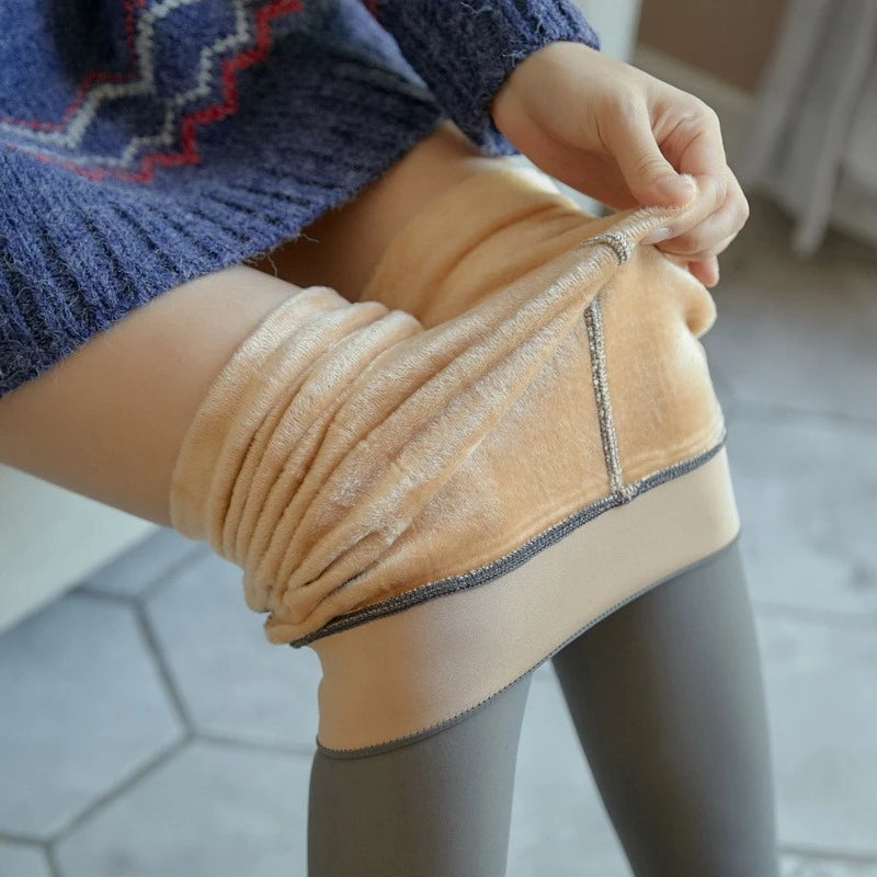 Fleece-Lined Sheer-Look Tights