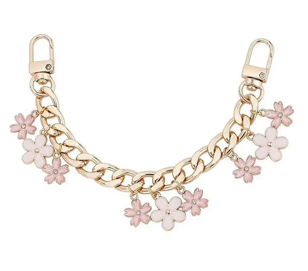 Pink blossom bag charm chain