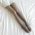 Fleece-Lined Sheer-Look Tights